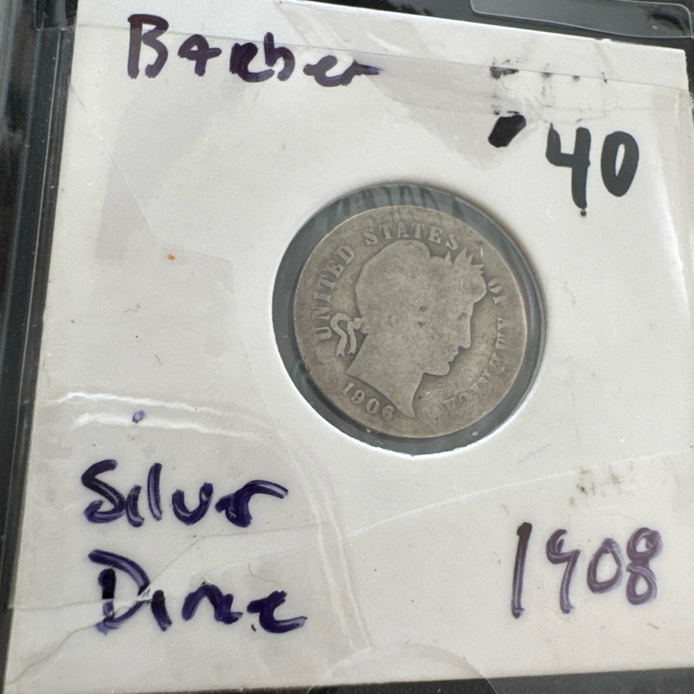 1908 Barber Silver Dime